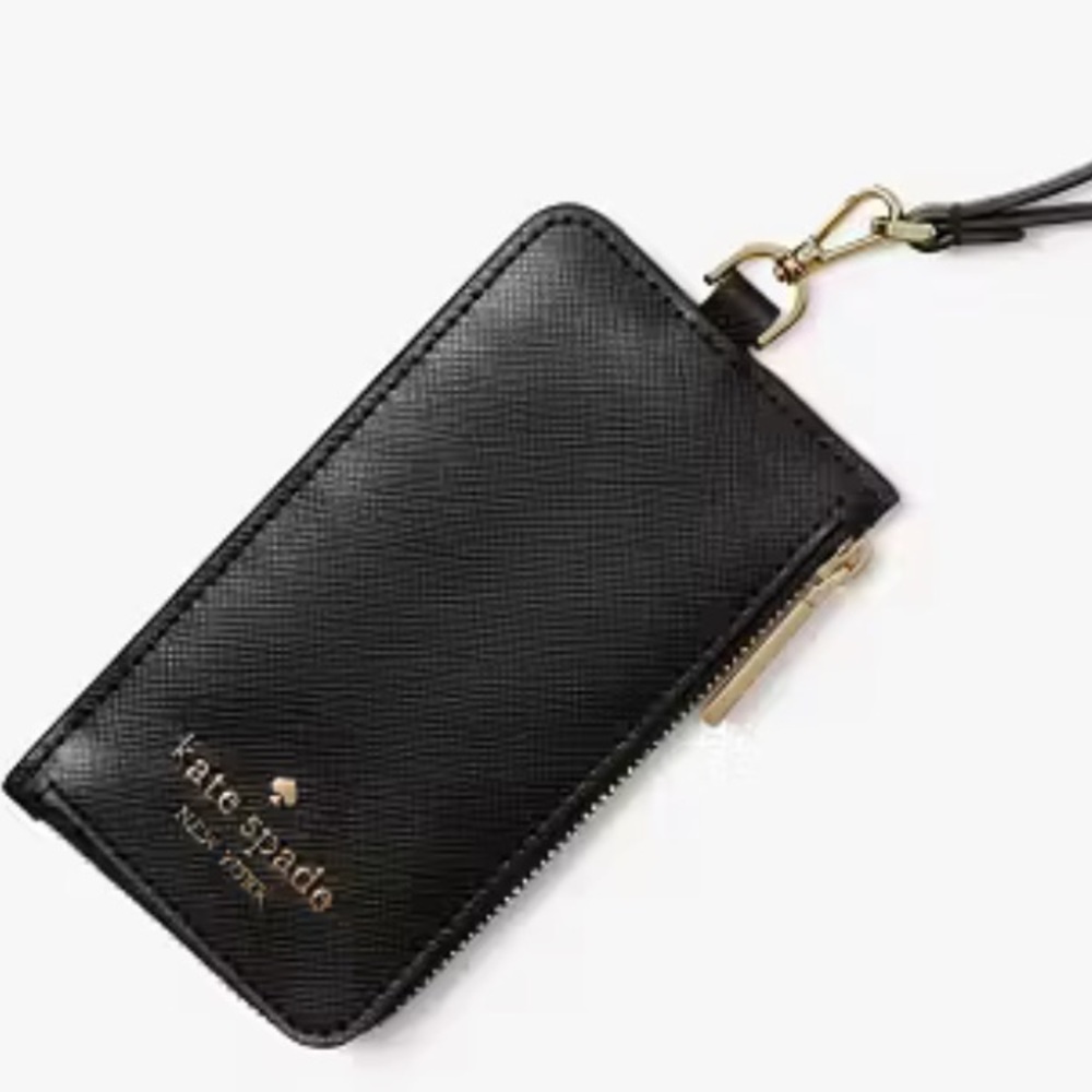 Kate Spade Madison Card Case Lanyard Black NWT